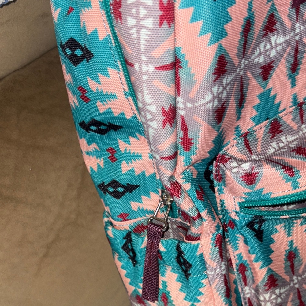 Wrangler Women's Geometric Backpack - Teal and Peach - Picture 4 of 6